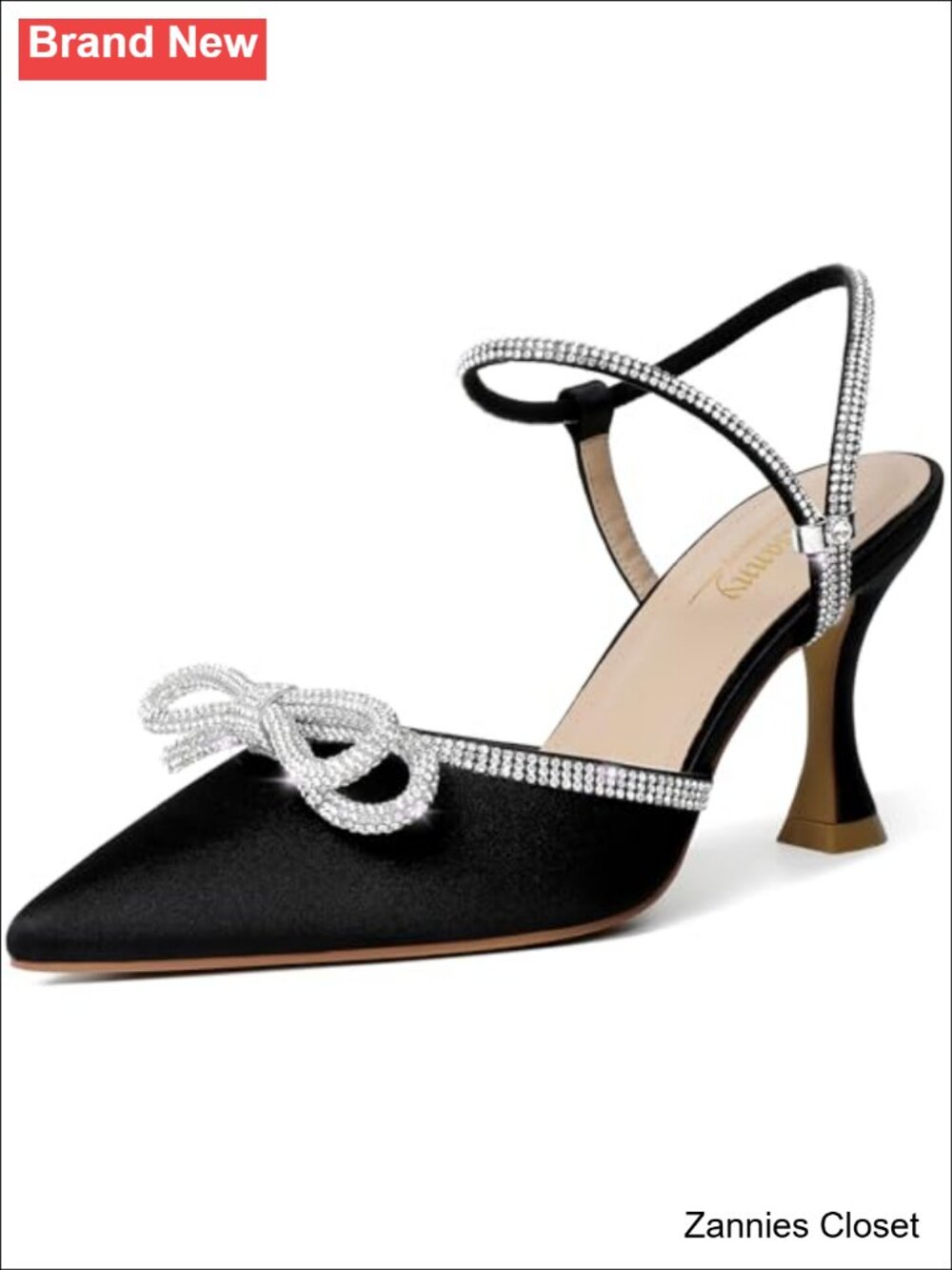 ✨ Women's Slingback Kitten Heels Pointed Toe Bow Pumps Adjustable Strap Dress